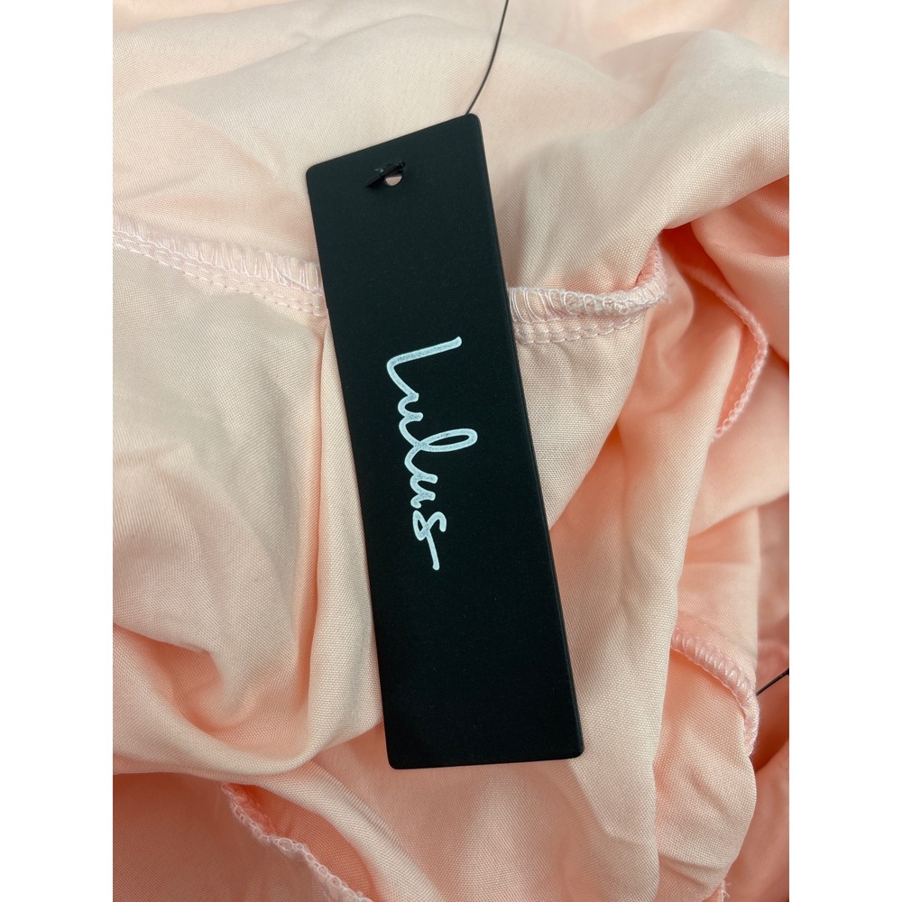 Lulus Truly Marvelous Pink Jacquard Strapless Tiered Midi Dress Bow Belt Size M - Picture 9 of 12